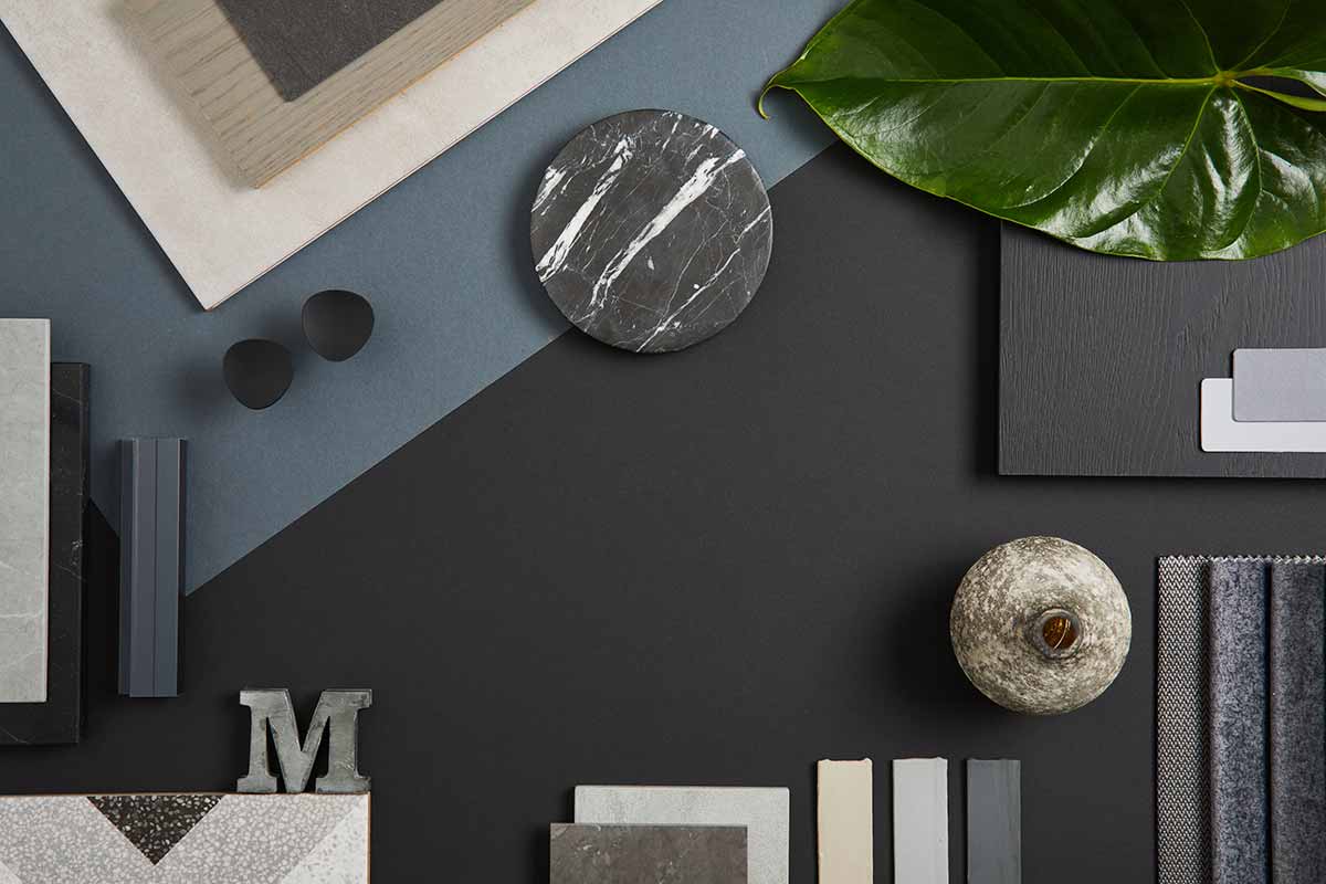 elegant-flat-lay-composition-interior-designer-moodboard-with-textile-paint-samples-panels-tiles-black-blue-beige-dark-grey-color-palette-copy-space-template
